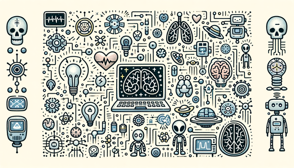 Doodle illustration of AI in healthcare