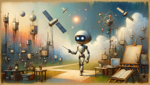 Futuristic oil painting depicting artificial intelligence theme.