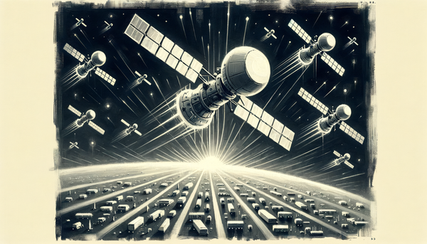 Grayscale depiction of satellites in a hopeful future.