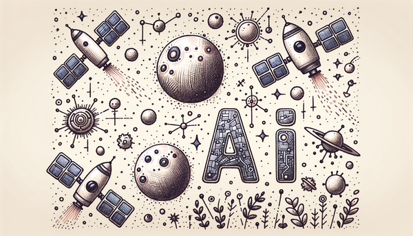 Doodle-style illustration of AI-related elements.