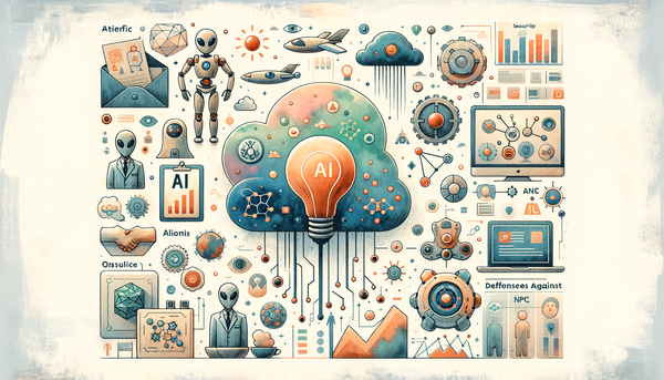 Minimalist watercolor representation of artificial intelligence and security.