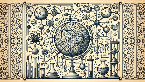 Doodle of interconnected globes symbolizing AI network.