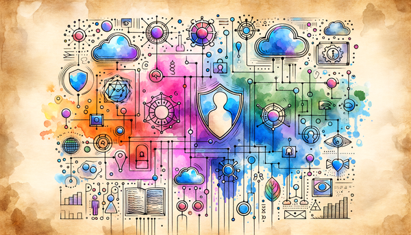 Colorful watercolor artwork representing artificial intelligence concepts.