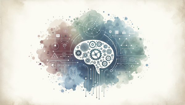 Futuristic illustration of brain and gears blend.