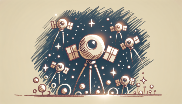Doodle artwork of AI satellites in space