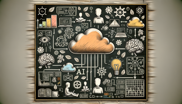 Chalkboard illustration of Cloud AI in business.