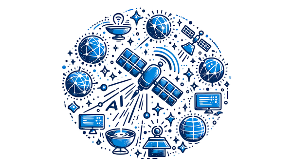 Doodle artwork symbolizing artificial intelligence in blue.