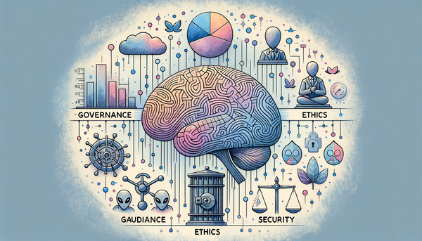 Watercolor representation of governance and ethics in AI.