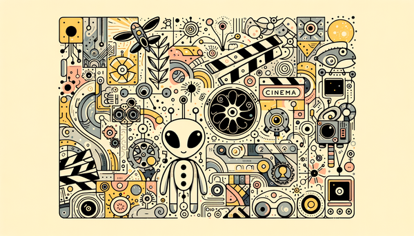 Minimalist doodle of AI and cinema integration