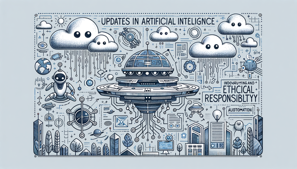 Futuristic doodle design illustrating AI and ethics.