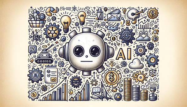 Doodle-style artwork illustrating AI innovations