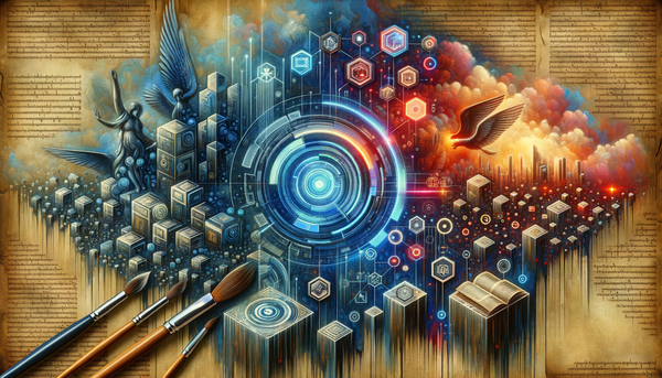 Futuristic landscape blending finance and creativity.