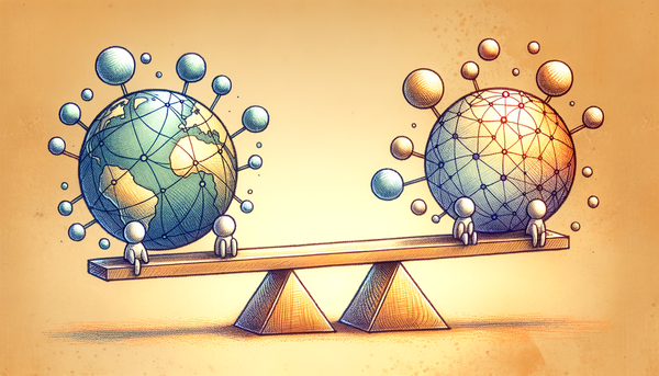 A whimsical doodle depicting technology and ethics.