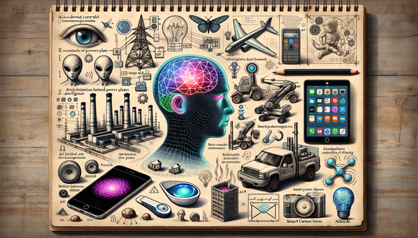 Futuristic AI-themed notebook illustration