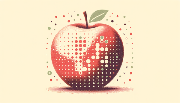 Minimalistic halftone artwork of an apple