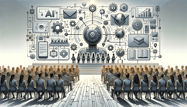 Futuristic grayscale art symbolizing AI's impact