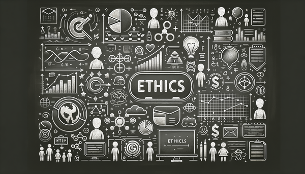 Minimalistic grayscale chalkboard drawing of ethics