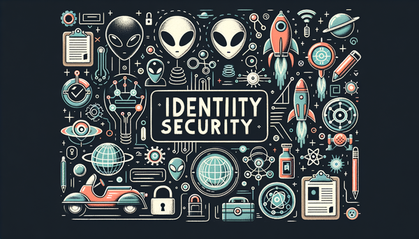 Minimalistic retro-futurist artwork on identity security