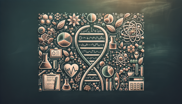 Chalkboard drawing of healthcare and life sciences