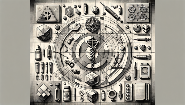 Minimalistic grayscale artwork of healthcare themes