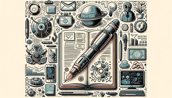 Futuristic doodle depicting education and training tools.