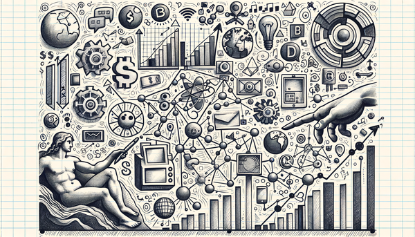 Minimalistic doodle of finance and AI elements.