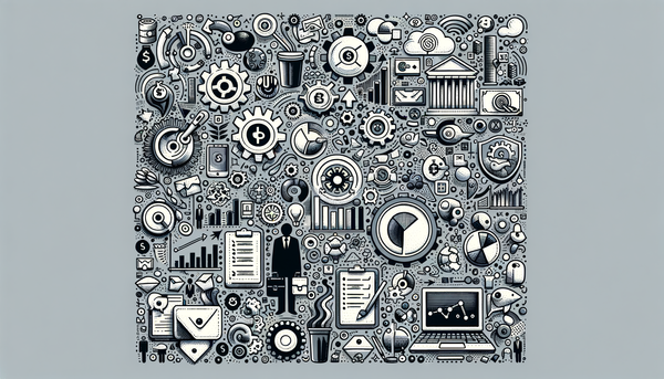 Minimalistic doodle of finance and banking concepts.
