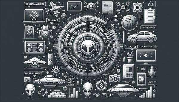 Minimalistic grayscale artwork depicting finance and AI concepts.