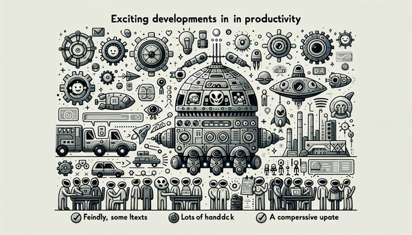 Minimalistic artwork depicting automation and productivity themes.