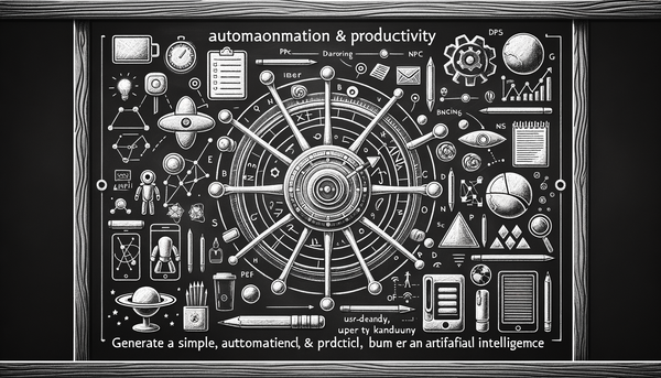 Minimalistic chalkboard-style artwork on automation