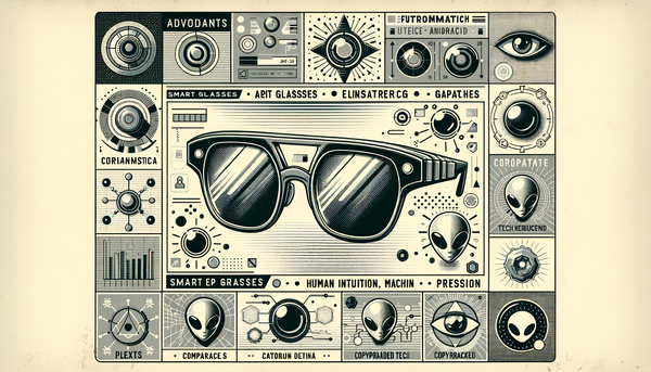 Minimalistic retro-futuristic smart glasses artwork