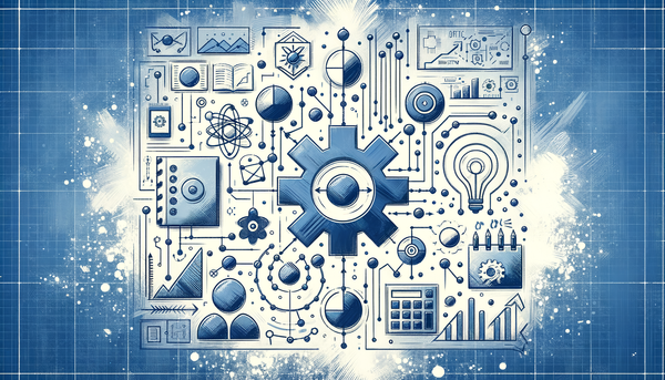 Minimalistic artwork representing software development concepts.