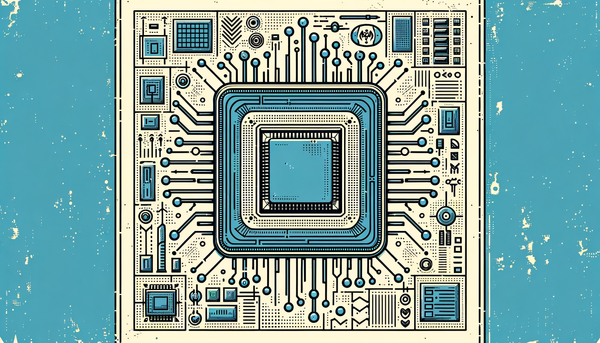 Futuristic AI chip illustration in a comic style.