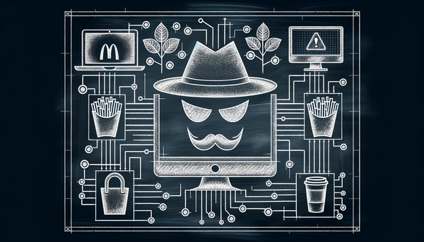 Minimalistic chalkboard artwork on cybersecurity themes
