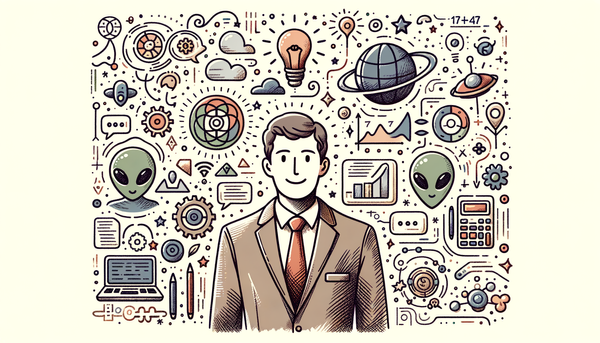 Optimistic man in a minimalistic doodle artwork
