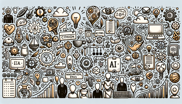 Minimalistic doodle representation of AI and innovation.