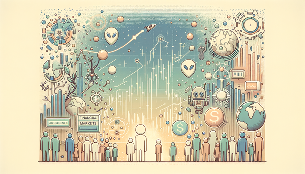 Minimalistic retro-futuristic financial markets artwork