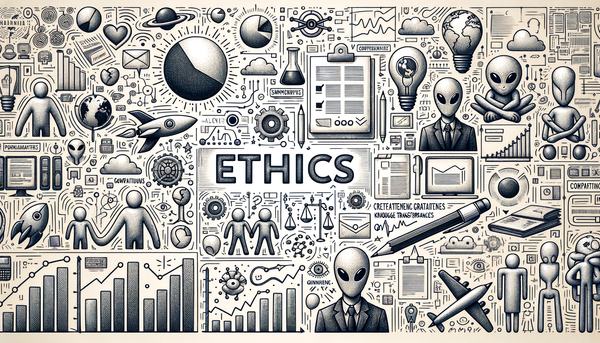 Minimalistic sketch collage illustrating the concept of ethics.