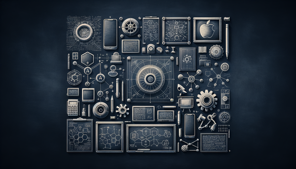 Chalkboard drawing of technology concepts