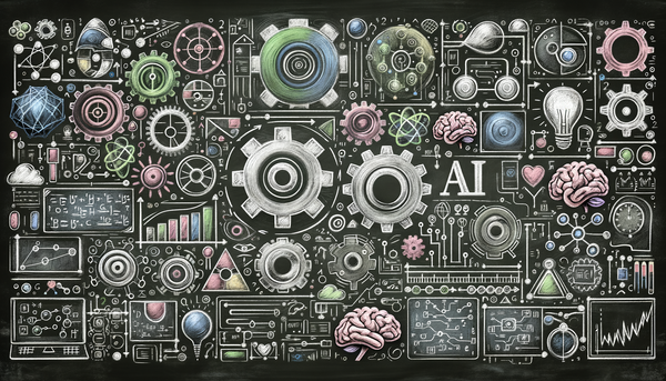 Artistic representation of Artificial Intelligence symbols