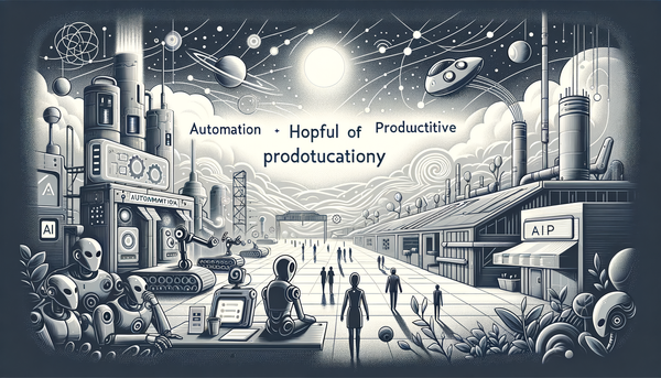 Minimalistic grayscale artwork representing automation and productivity.